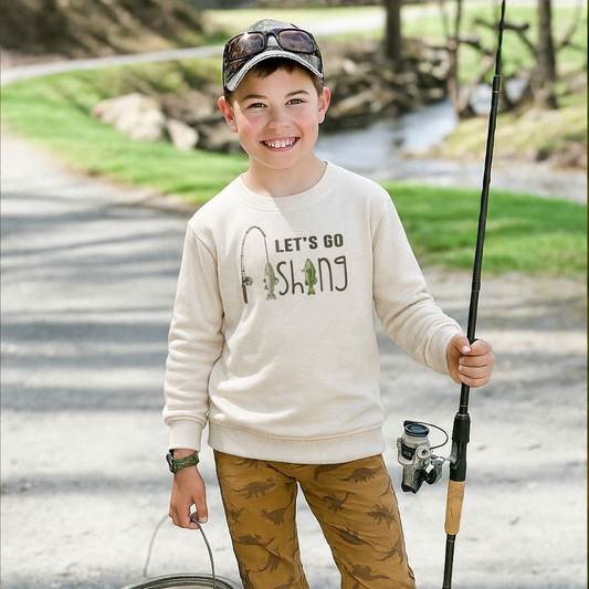 "Let's go fishing" Toddler/Youth Long Sleeve shirt