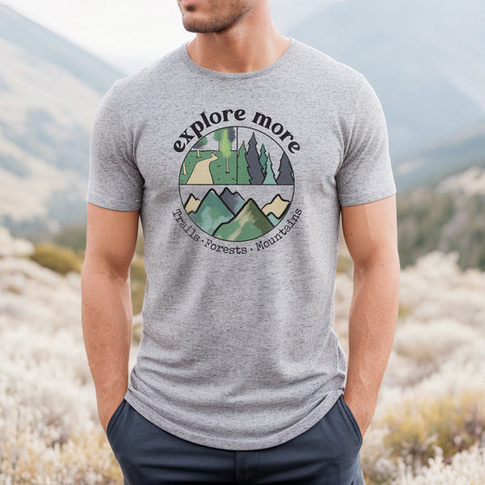 "Explore More" Grey Adult Hiking Tee for Summer Adventures