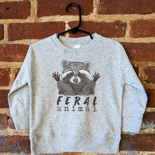 "Feral Animal" Grey Long Sleeve, Realistic Woodland Raccoon