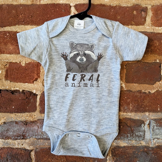 "Feral Animal" Raccoon Grey Baby Body Suit