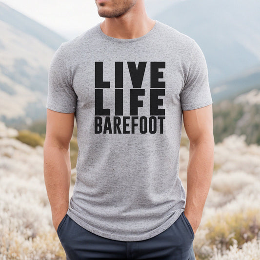 ADULT SIZE "Live Life Barefoot" Grey T-shirt