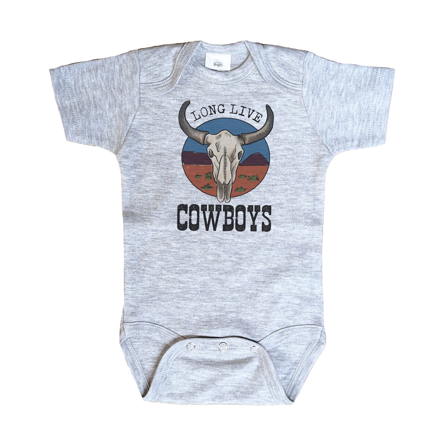 "Long Live Cowboys" Grey Baby Body Suit | Western Line