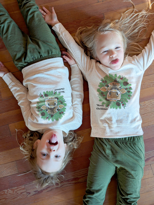 "Mooey Christmas" Holiday Sleep N' Play Set | Ages 2T-5T Includes Shirt & Joggers