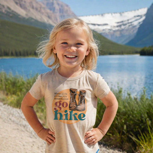 "When life gives you mountains go hike" Soft Beige Youth/Toddler Tee