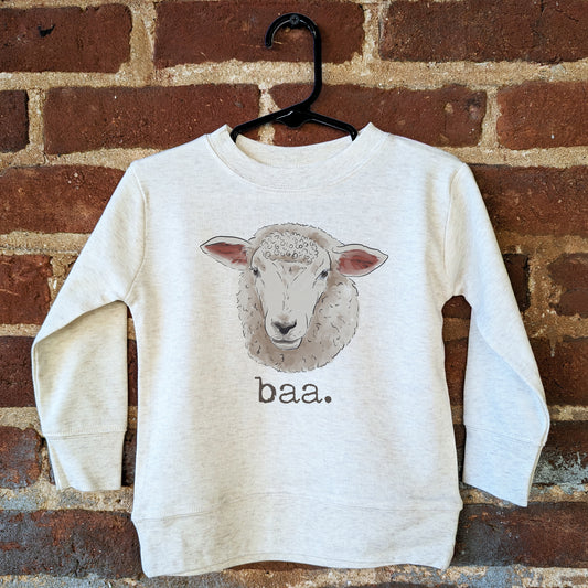 "baa" Sheep Beige Toddler/Youth Long Sleeve Shirt