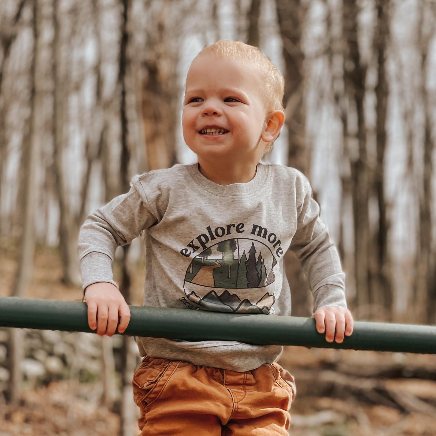 "Explore more" Grey Long Sleeve Toddler Shirt