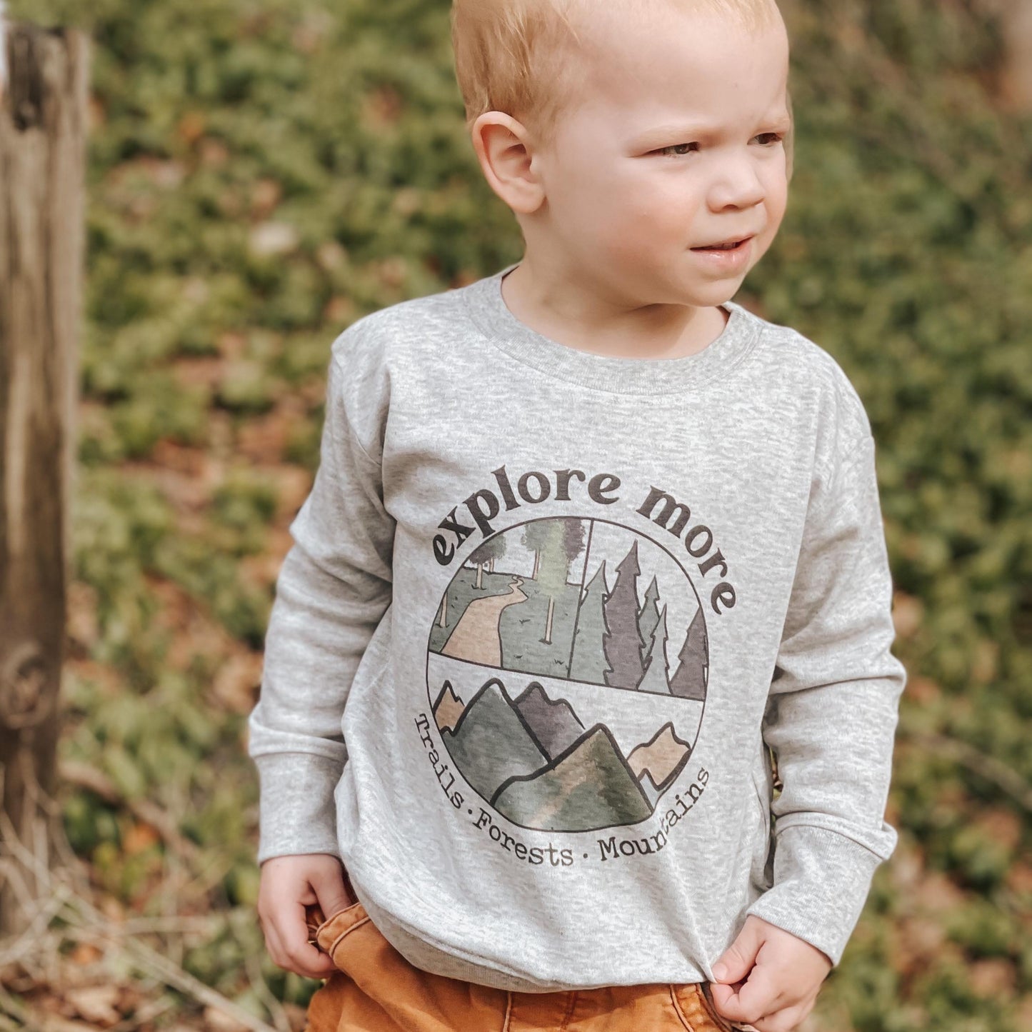 "Explore more" Grey Long Sleeve Toddler Shirt