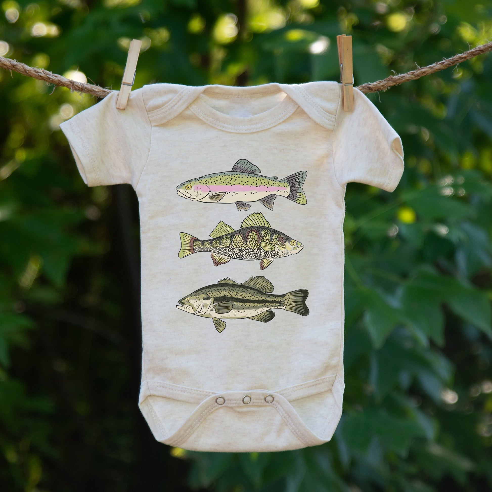 Three Fish Summer Body Suit | BarefootBaby Clothing 0-3M / Long Sleeves