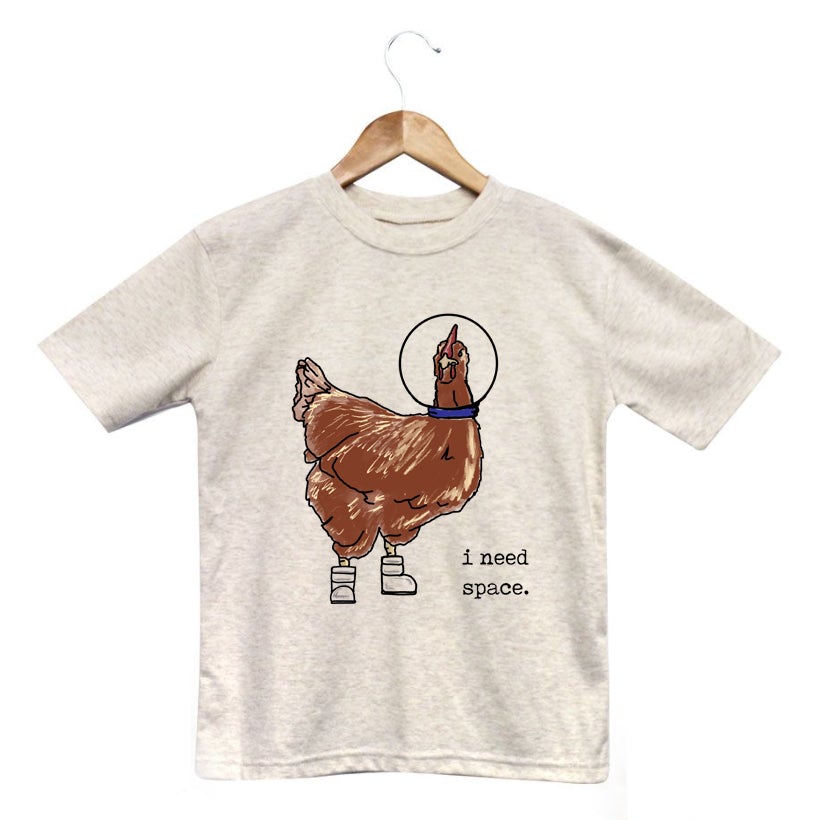 "I Need Space" chicken toddler/youth tee | Farm animals in Space Tee