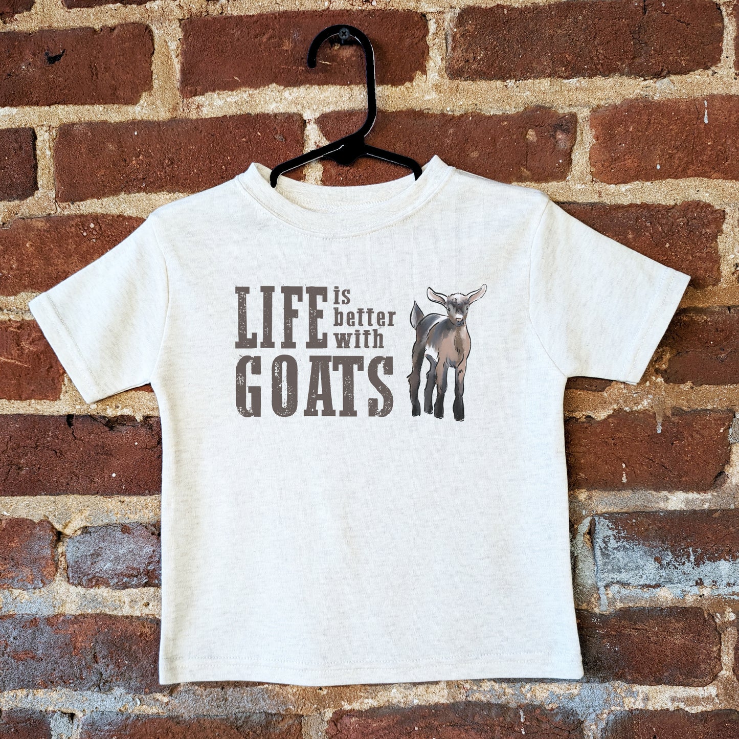 Nubian GOAT "Life is better with goats" Beige Toddler/Youth Tee