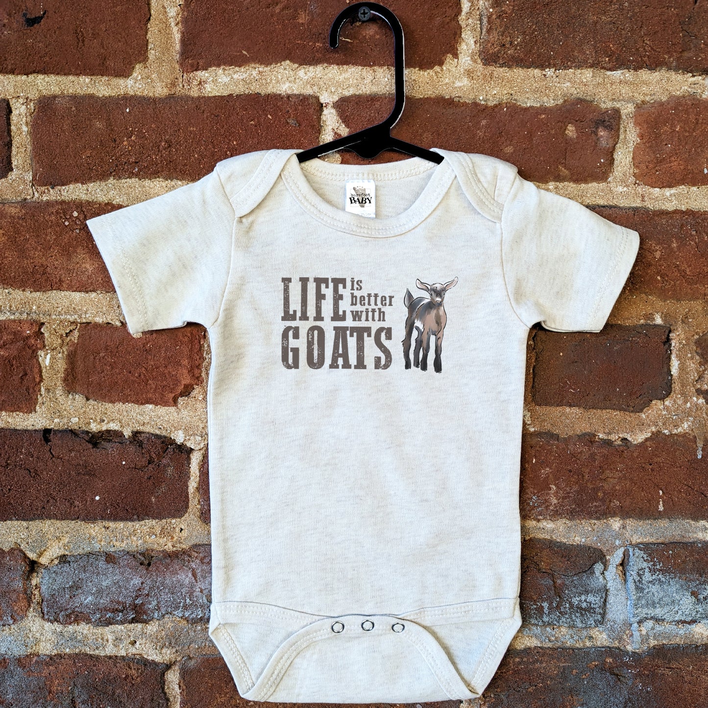 Nubian GOAT "Life is better with goats" Beige Baby Body Suit