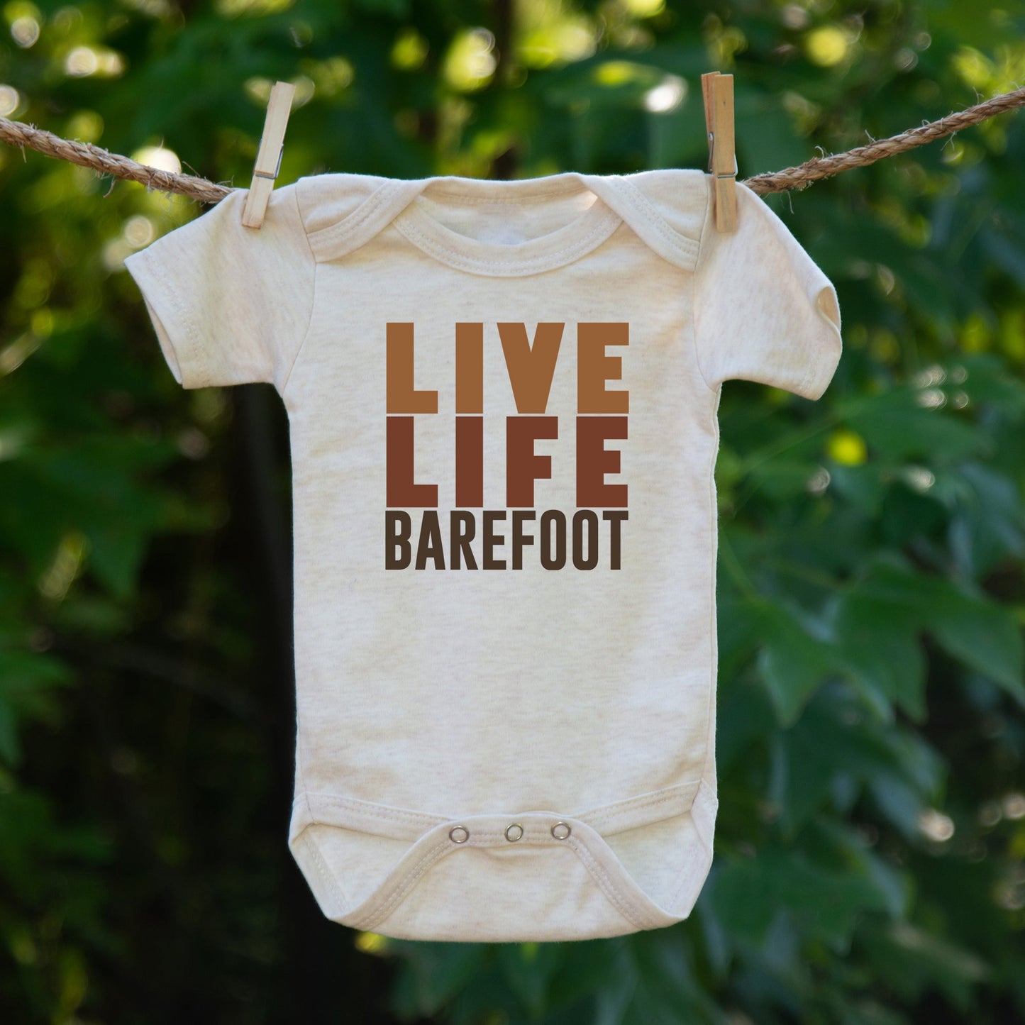 "Live Life Barefoot" Short Sleeve Beige Body Suit