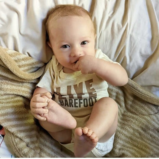 "Live Life Barefoot" Short Sleeve Beige Body Suit