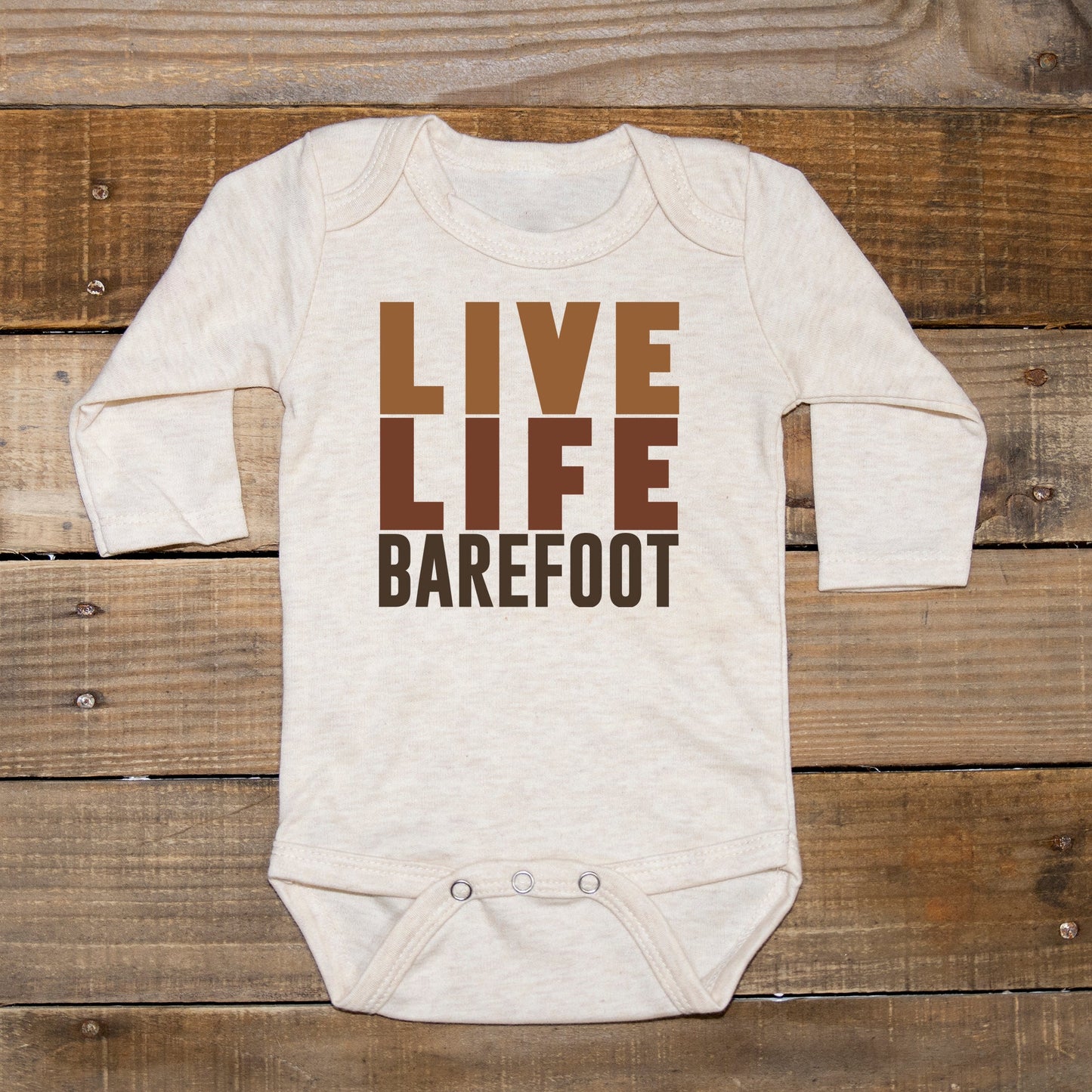 "Live Life Barefoot" Short Sleeve Beige Body Suit