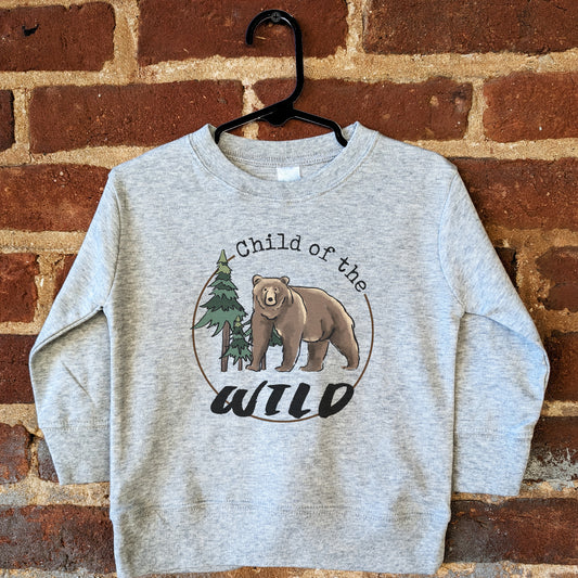 "Child of the wild" Bear Toddler/Youth grey Long Sleeve Shirt