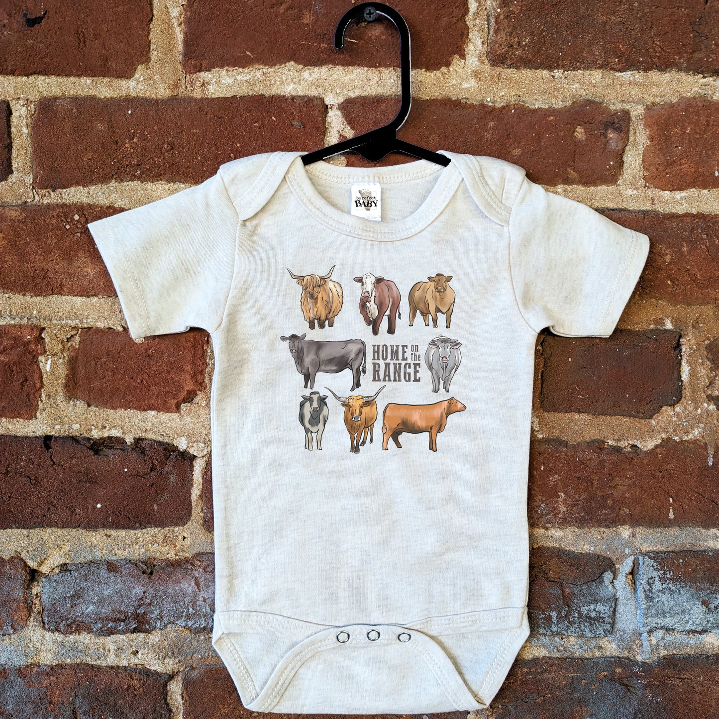 "Home on the range" Beige Baby Body Suit | Western Line